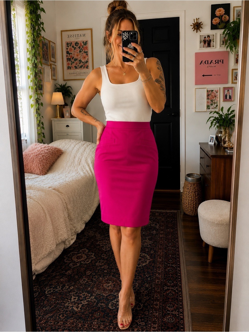 90s Vintage Liz Claiborne pink Pencil Skirt new with tags
